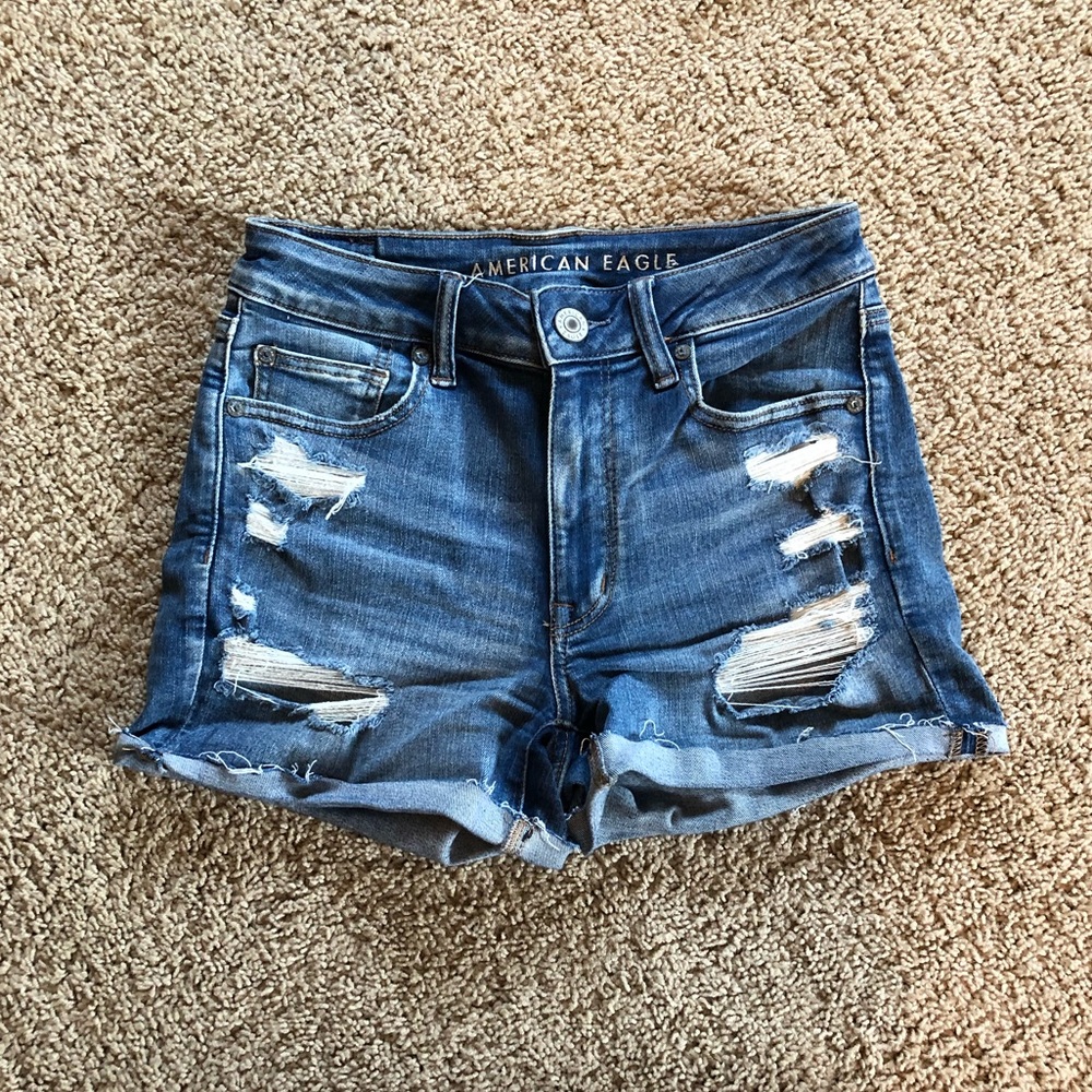 AE Next Level Stretch Hi-Rise Shortie Jean Shorts
